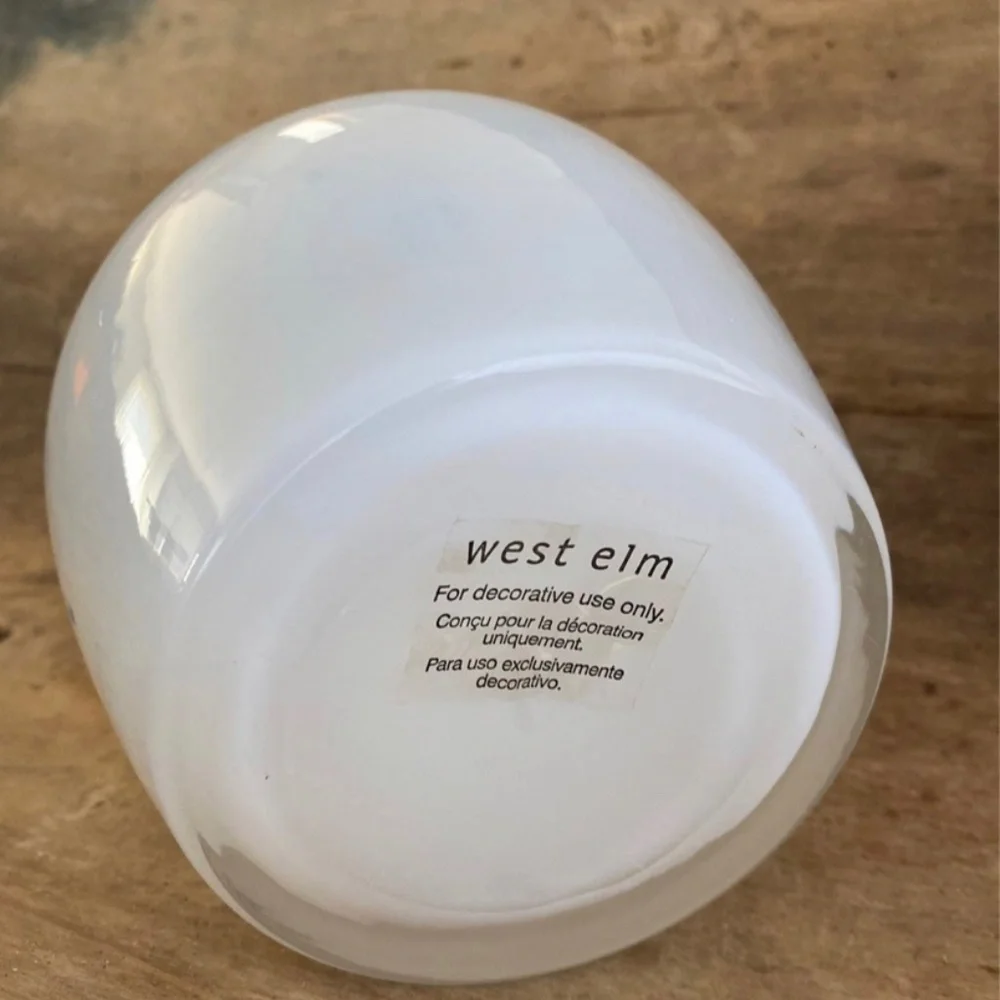 West Elm White Glass Vase